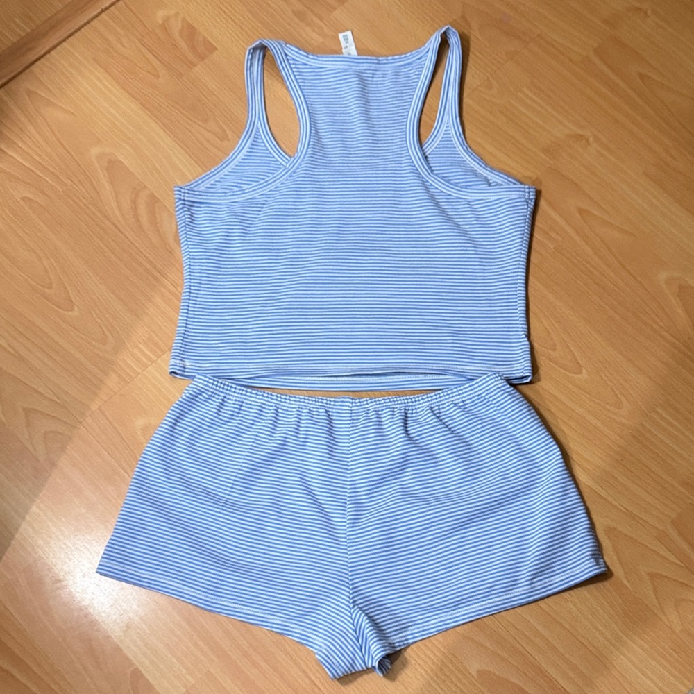 Wild Fable Women’s Blue Striped Cotton Tank & Shorts Sleep Set - Picture 8 of 8